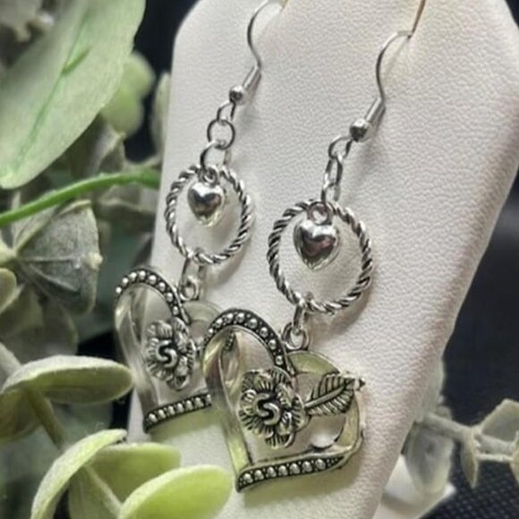 Double Heart Earrings - Picture 4 of 7